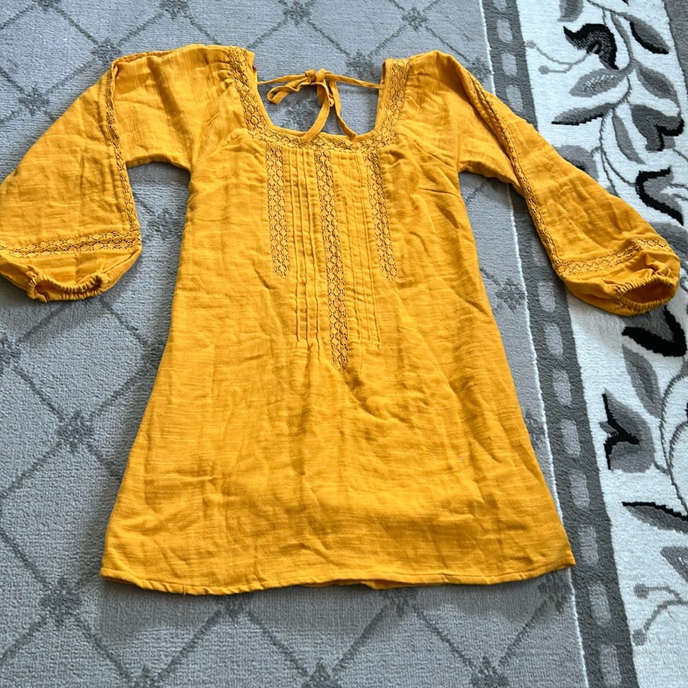 En Creme Mustard Mini Dress